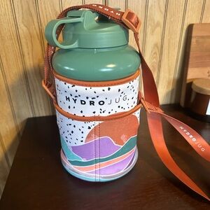 HydroJug with Green Lid and Colorful Sleeve